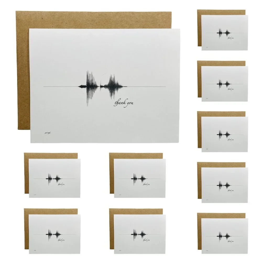 Thank You Greeting Cards 10 Pack 4.25x5.5 Black White Envelopes Blank Inside